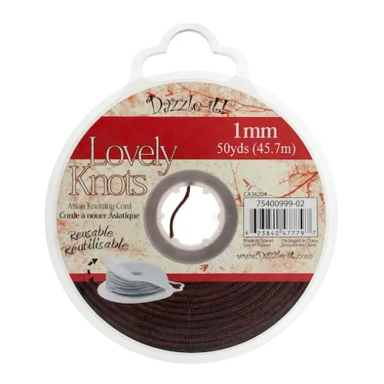 John Bead Lovely Knots 1mm Asian Knotting Cord with Bobbin, 50yd. Light Chocolate {4}
