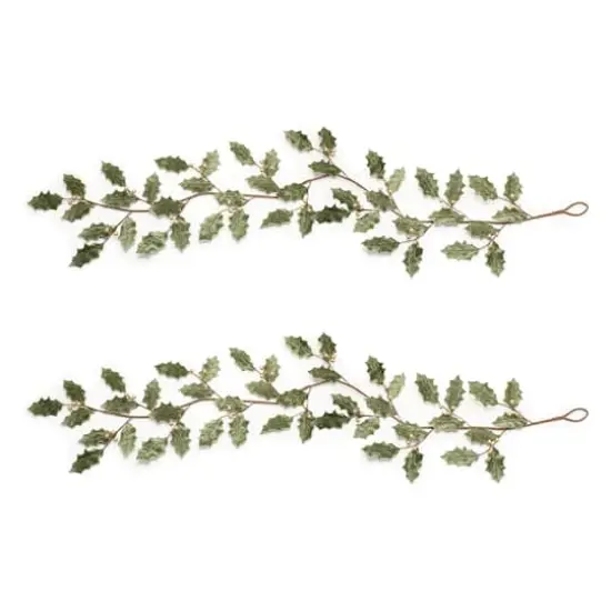6ft. Glittered Holly Leaf Garlands, 2ct. {4}
