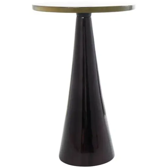 22" Black Aluminum Geometric Cone Accent Table with Textured Glass Tabletop {9}