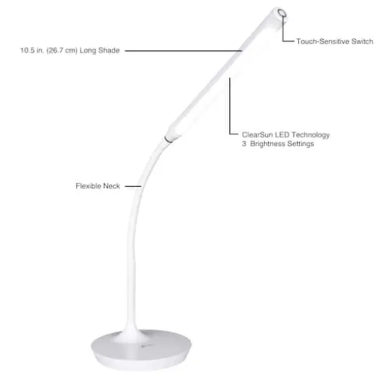 OttLite&reg; Extended Reach LED Desk Lamp White {5}