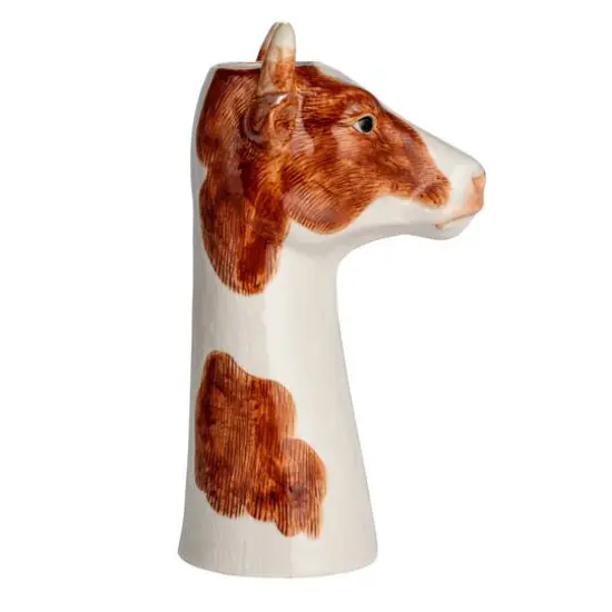 Hello Honey&reg; 12.5" Brown & White Hand-Painted Decorative Stoneware Cow Vase {8}