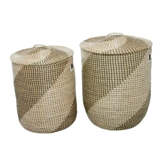 Brown Sea Grass Contemporary Storage Basket Set {6}