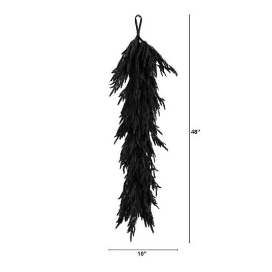 4ft. Artificial Real Touch Halloween Black Norfolk Island Pine Garland with Natural Look {3}