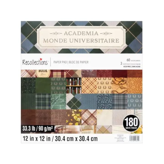 12" x 12" Academia Paper Pad by Recollections&trade;, 180 Sheets {1}