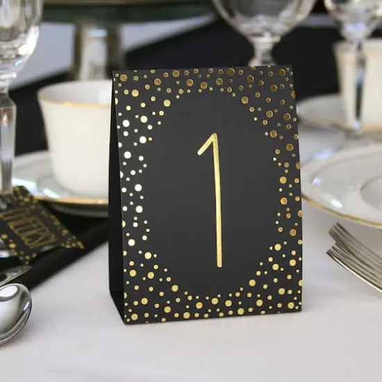 Hortense B. Hewitt Co. Gold Polka Dot Table Number Tents {3}