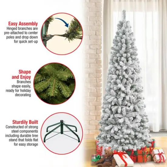 7.5ft. Unlit Acacia Medium Flocked Artificial Christmas Tree {6}