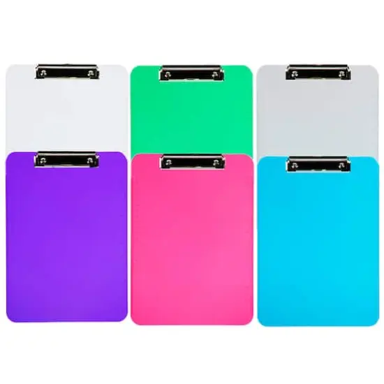 JAM Paper Assorted Colors Letter Size Plastic Clipboards with Metal Clip, 6ct. {3}