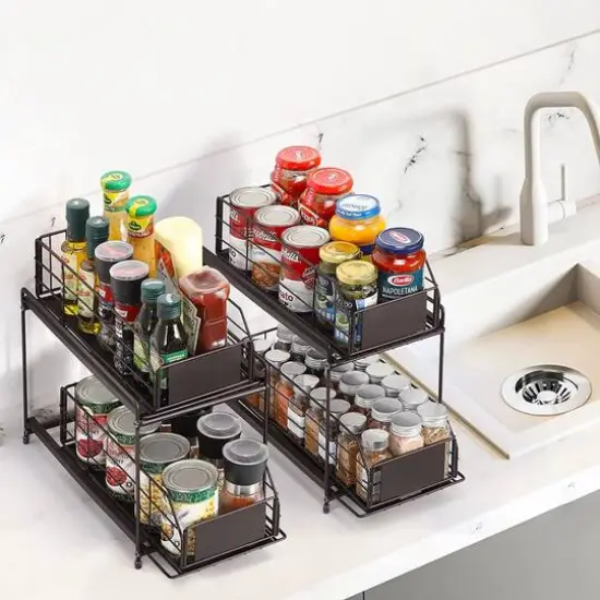NEX™ 14" 2-Tier Under Sink Rack Organizer with Sliding Drawers, 2ct. Brown {9}