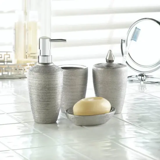 Silver Shimmer Bath Accessory Set {3}