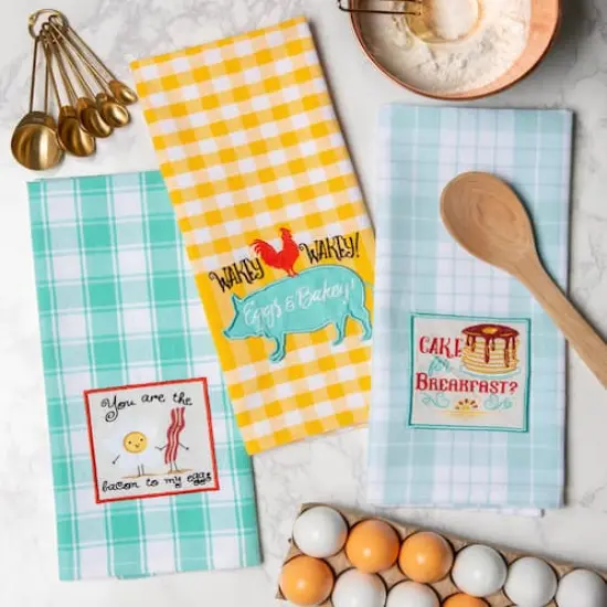DII&reg; Rise & Shine Breakfast Embroidered Dish Towel Set {5}