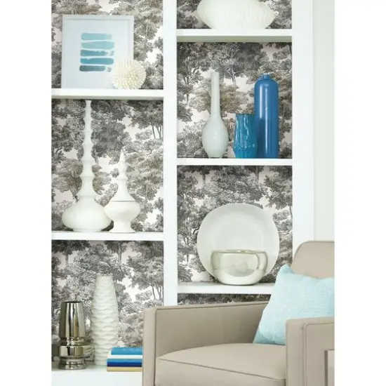RoomMates Old World Trees Peel & Stick Wallpaper Gray, Beige {4}