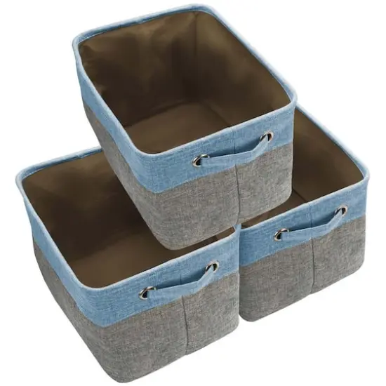 Sorbus 15" Twill Collapsible Storage Basket Set Aqua {4}