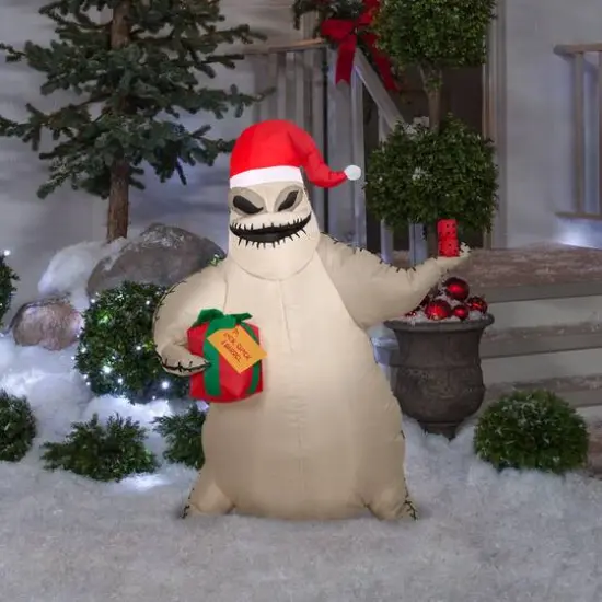 3.5ft. Airblown&reg; Inflatable Oogie Boogie with Santa Hat and Present {3}