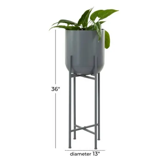 Dark Grey Modern Planter, 13" x 13" x 36" {8}