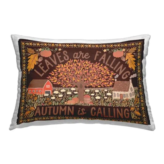 Stupell Industries Leaves Falling on Brown Outdoor Printed Pillow {1}