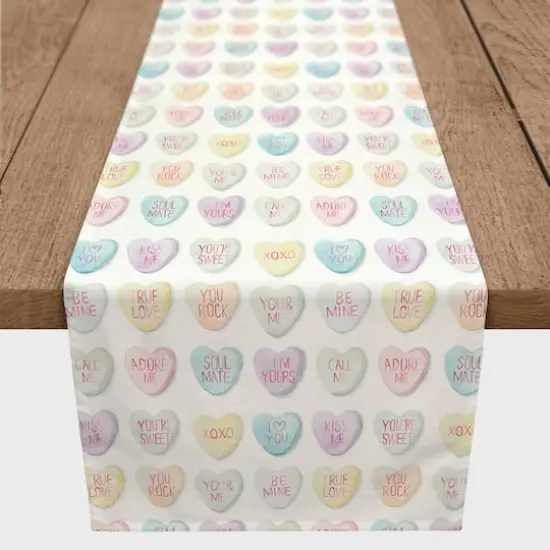 90" Poly Twill Be Mine Candy Hearts Table Runner {3}