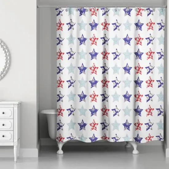 Floral Stars Pattern Shower Curtain {3}