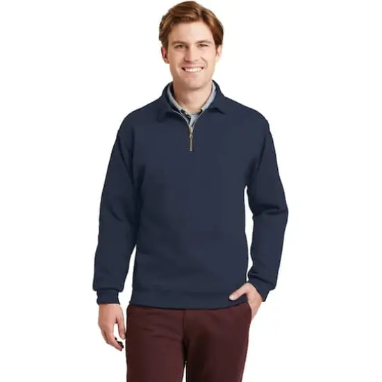 JERZEES&reg; Super Sweats&reg; NuBlend&reg; 1/4 Zip Cadet Collar Sweatshirt Navy {4}