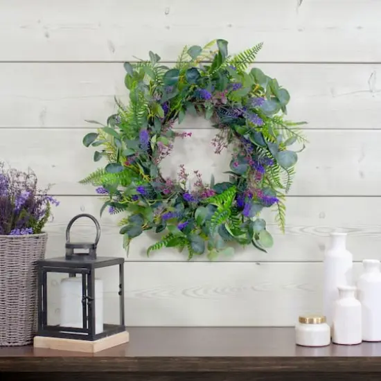 22" Lavender & Greenery Wreath {3}