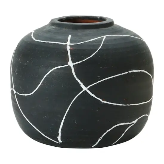 6.5" Black & White Terra Cotta Vase {3}