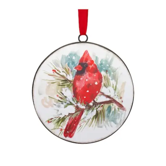 12ct. Watercolor Cardinal & Pine Metal Ornaments {4}