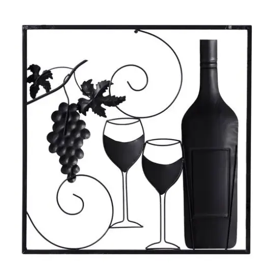 Set of 2 Multi Colored Metal Traditional Wine Wall Decor, 20" x 20" {4}