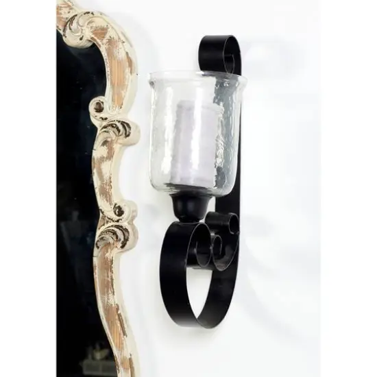 Black Iron Traditional Candle Wall Sconce, 21" x 10" x 7" {9}