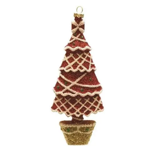7" Glitter Red & White Shatterproof Christmas Tree Ornament {1}