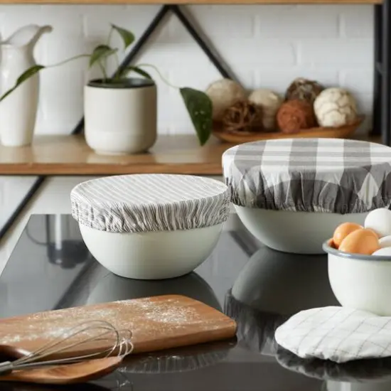 DII&reg; Assorted Gray Farmhouse Woven Dish Cover Set {8}