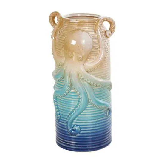 Blue Ombre Ceramic Octopus Vase Set {7}
