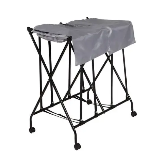 Honey Can Do Black/Gray Double Bounce Back Hamper with Wheels and Lid {1}