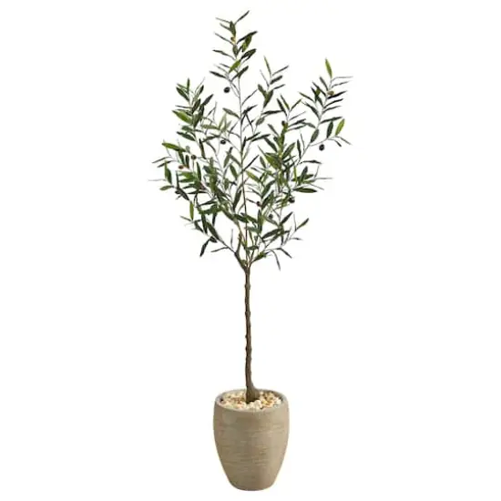 5.5ft. Olive Artificial Tree in Sand Colored Planter {1}
