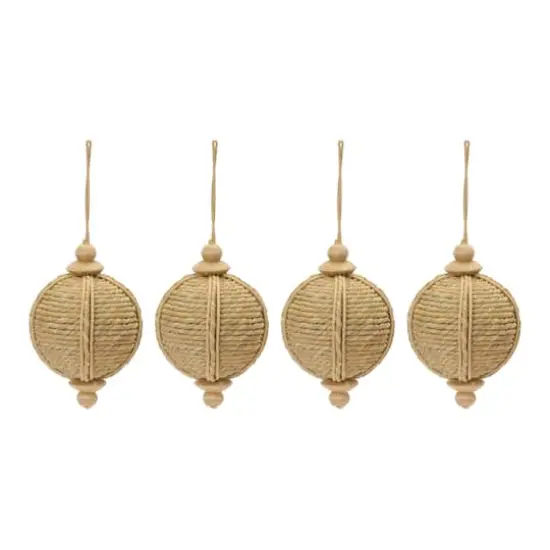 4ct. 6.5" Natural Jute Onion Ornament {1}