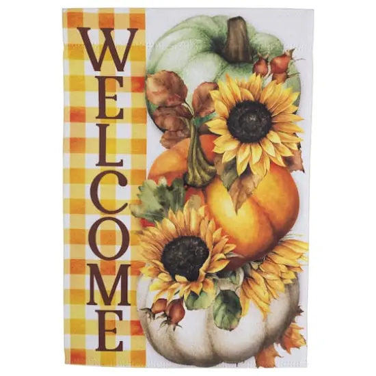 18" x 12.5" Pumpkins & Sunflowers Welcome Fall Harvest Outdoor Garden Flag {4}