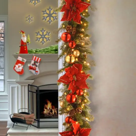 9' by 12" Pre-lit Decorative Collection Home For the Holidays Artificial Christmas Garland with 100 Clear Lights {3}