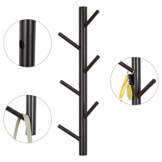 NEX&trade; 6-Hook Wall Mounted Tree Branch Coat Rack Dark Brown {5}