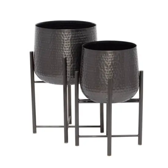 Black Modern Planter, Set of 2" 19", 17" {4}