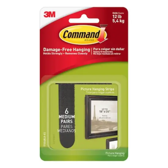 3M Command&trade; Medium Black Picture Hanging Strips, 6ct. {1}