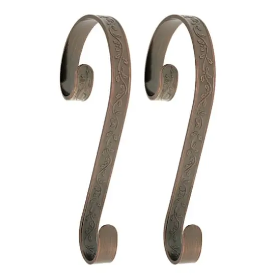 Haute Decor Stocking Scroll&reg; Holly Embossed Oil-Rubbed Bronze Stocking Holders, 2ct. {1}