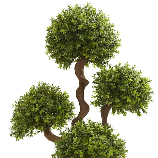4.5ft. Four Ball Boxwood Topiary Tree in Tall White Planter {3}