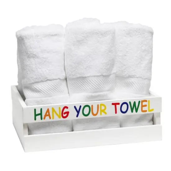 Elegant Designs Small White Wash Kids Towel Holder, Frame & Toilet Paper Holder Set {8}