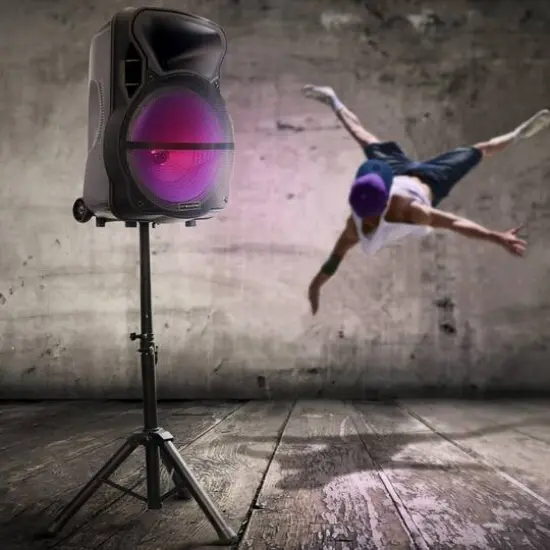 Trexonic Combination 15" Bluetooth Portable Speaker and Tripod Stand With Reactive Lights {7}