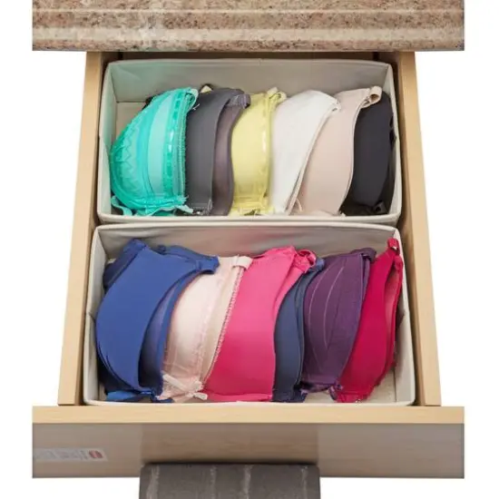 Simplify Faux Jute Medium Rectangular Compartment Drawer Organizer, 2ct. {4}