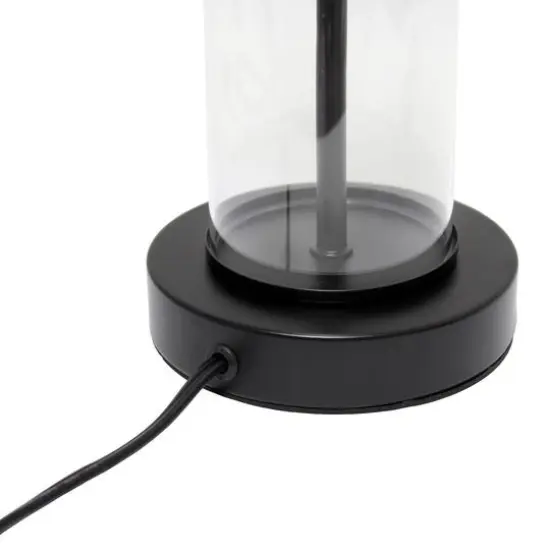 Simple Designs 17" Encased Metal & Clear Glass Table Lamp Black {9}
