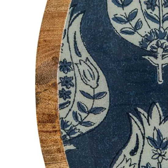 Hello Honey&reg; Blue Floral Enameled Round Mango Wood Tray Set {12}