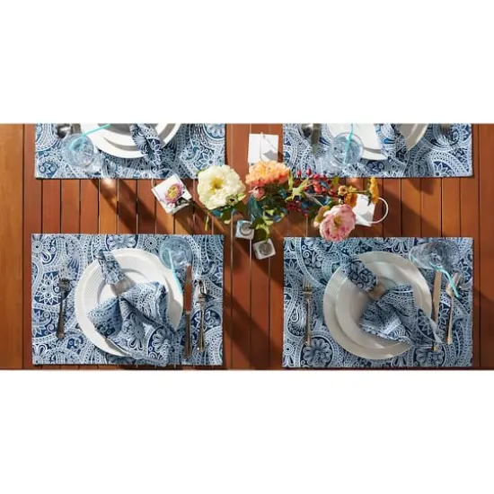 Blue Paisley Print Outdoor Placemat Set/6" {3}