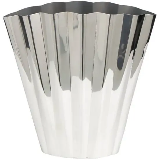 15" Silver Stainless Steel Vase with Zig Zag Edging {1}