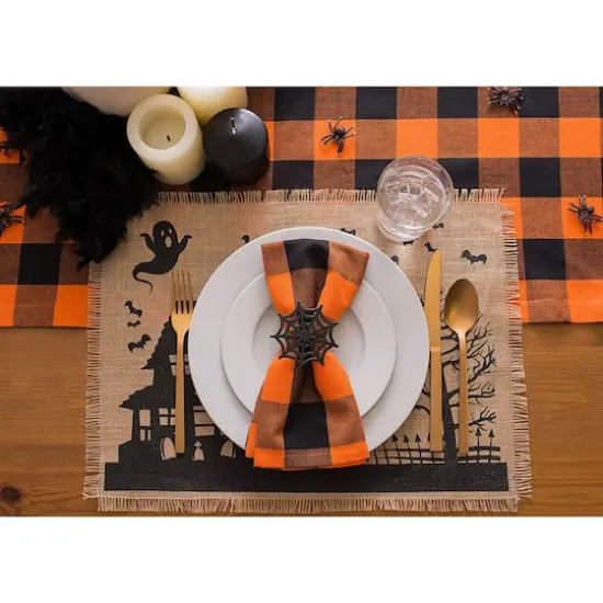 DII&reg; 108" Buffalo Check Table Runner Orange/Black {6}