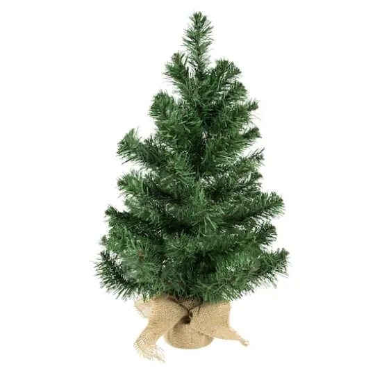 24" Unlit Mini Pine Artificial Christmas Tree in Burlap Sack {1}