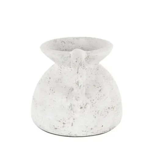 11" Cream Ceramic Textured Pot Vase with Handle {7}